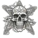 nuatical star skull inside tattoo design idea