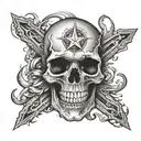 nuatical star skull inside tattoo design idea