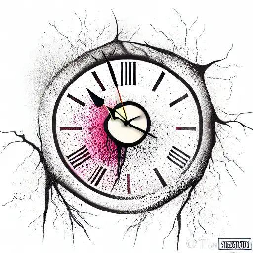melting clock hour glass severed roots  tattoo design idea
