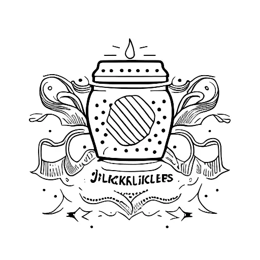 jar of pickles with folk art details tattoo design idea