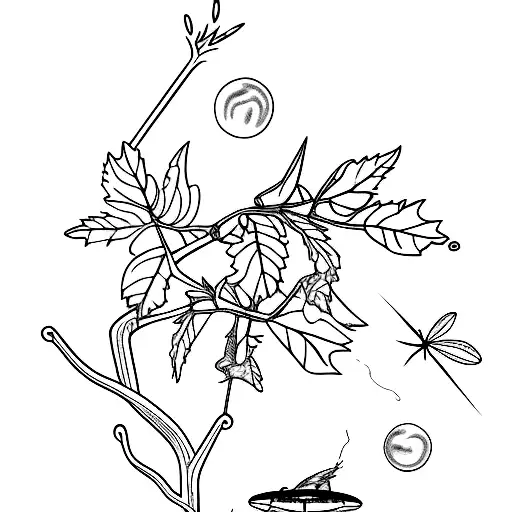 tomato plant branch with lightning bug tattoo design idea