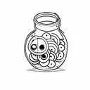 jar of pickles in simple frame tattoo design idea