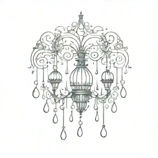 swirly celestial cloud chandelier hanging raindrops and stars tattoo design idea