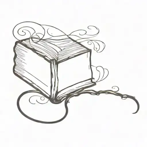 A minimalist tattoo of a vintage book with a subtle smoke effect around it, symbolizing your passion for literature and smoking tattoo design idea