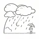 cloud raining, with a stick figure holding an umbrella that says lost on it  tattoo design idea
