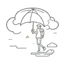 cloud raining, with a stick figure holding an umbrella that says lost on it  tattoo design idea