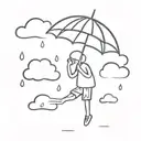 cloud raining, with a stick figure holding an umbrella that says lost on it  tattoo design idea