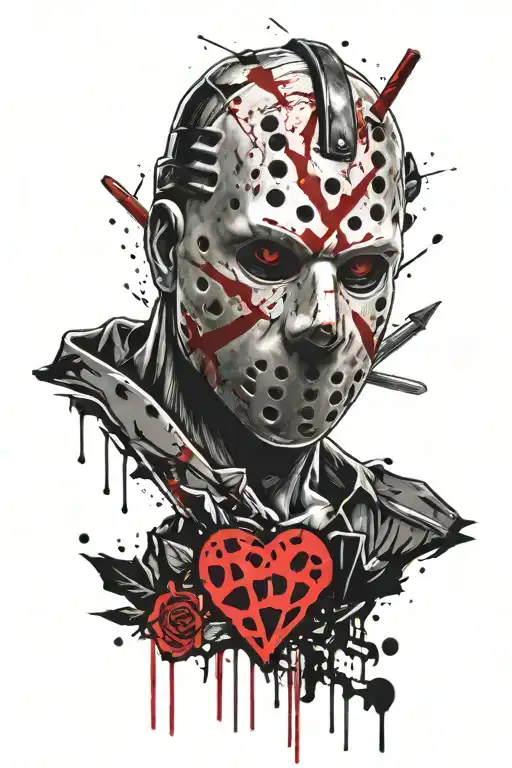 Jason Voorhees inside a heart shape tattoo design idea