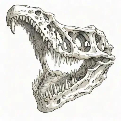 Rotting Plesiosaurus Skull tattoo design idea