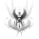 archangel with barbed wire tattoo design idea