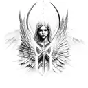 archangel with barbed wire tattoo design idea