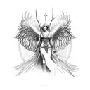 archangel with barbed wire tattoo design idea