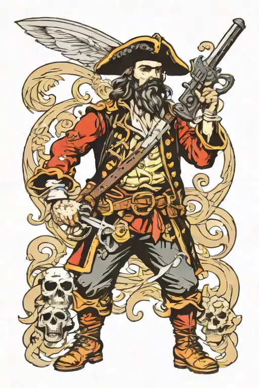 pirate holding a sword and a gun  tattoo design idea