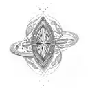 milgrain marquise and dot wedding ring tattoo design idea