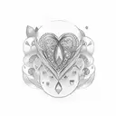 milgrain marquise and dot wedding ring tattoo design idea