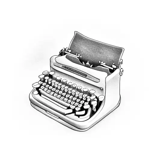 A typewriter keyboard with musical keys tattoo design idea