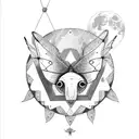 Lunar Moth. moon. bear. forest tattoo design idea