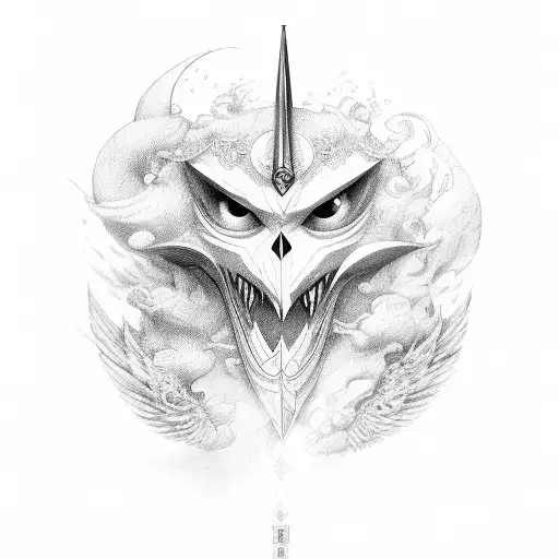 anjo forte com espada  tattoo design idea