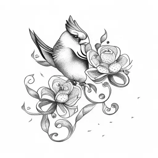 book with music notes, birds, and flowers tattoo design idea