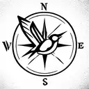 an open book with music notes and flowers decorating the pages, with a bird perched on top and a compass in the backgrou tattoo design idea