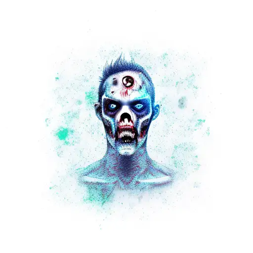 Male Zombie in a sexy standingpose tattoo design idea