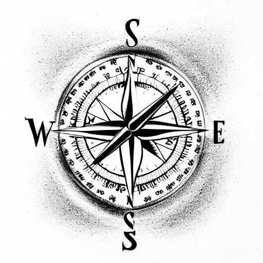 compass map candle tattoo design idea