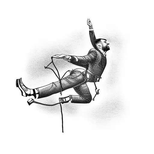 A bungee jumper leaping off a tango dancer's leg tattoo design idea