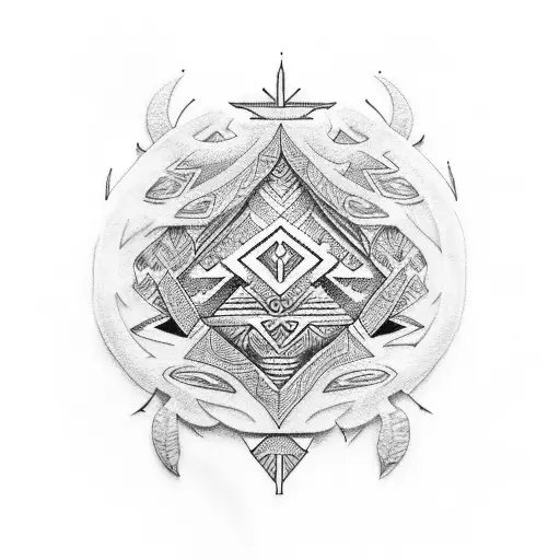 A dotwork tattoo of a tribal-inspired Maori design incorporating elements of nature, representing your passion for indigenous cultures and the outdoors. tattoo design idea