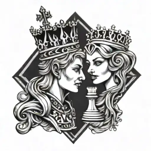 Chess King and Queen tattoo design idea