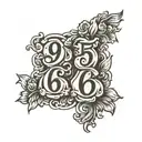 956 and 979 area code tattooed on right forearm with old English font tattoo design idea