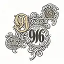 956 and 979 area code tattooed on right forearm with old English font tattoo design idea