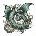 fish hook intertwined tattoo design idea