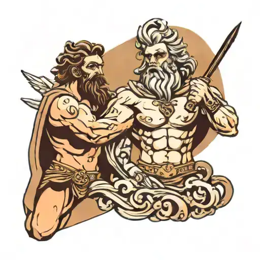 Zeus pointing Hades tattoo design idea