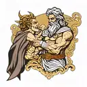 Zeus pointing Hades tattoo design idea