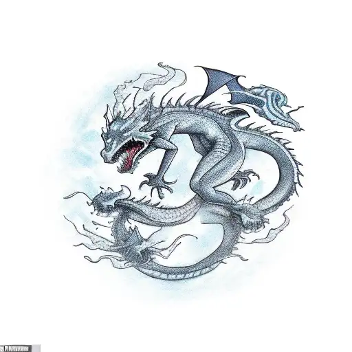 A BMX rider performing a trick with a dragon as their shadow tattoo design idea