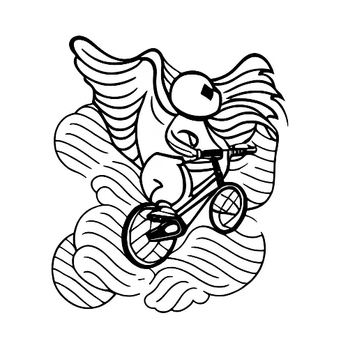 A BMX rider soaring through the air with a dragon wrapped around their bike tattoo design idea