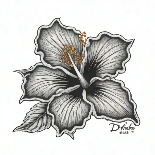 Hibiscus with the name Dalylah tattoo design idea