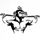 monkey king with barbells tattoo design idea