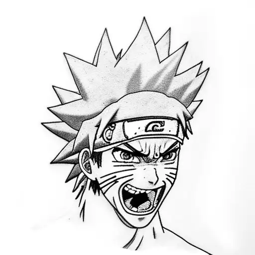Realistic tattoo of Naruto in a powerful pose tattoo design idea