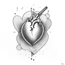 heart lined with Ethan Samuel Malcolm tattoo design idea