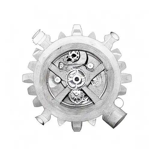 A keyhole with gears and clockwork, symbolizing personal growth tattoo design idea