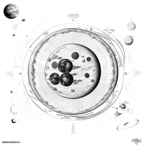 A map of the solar system with all the moons and asteroid belts tattoo design idea