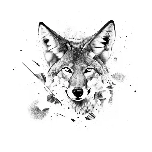 Combine a Western Country music theme with a coyote in a dynamic pose tattoo design idea