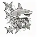 lemon shark with lemons tattoo design idea