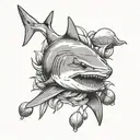 lemon shark with lemons tattoo design idea