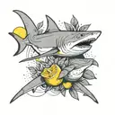 lemon shark with lemons tattoo design idea