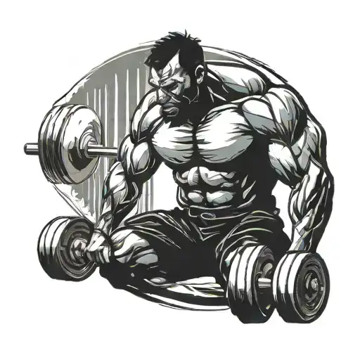 Powerlifter silhouette breaking tattoo design idea