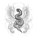 Snake and phoenix tattoo design idea