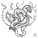 Snake and phoenix tattoo design idea