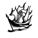 burning ship tattoo design idea